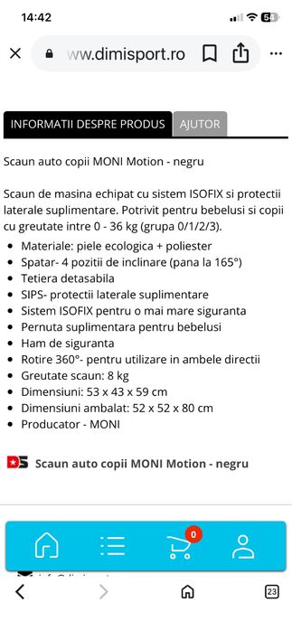Scaun auto bebe cu isofix
