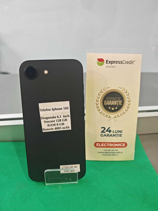 Iphone 16E 128Gb 100% bateria (AG44 Bacau B:6688)-garantie 2 ani!