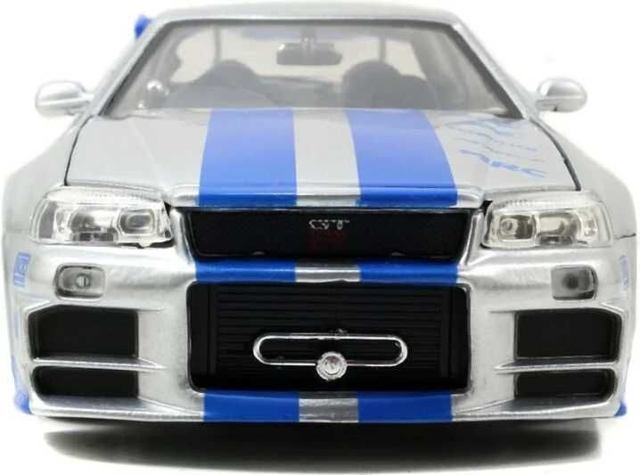 Macheta Auto Scara 1:24 Nissan Skyline GT-R gri/albastru Fast&Furious - 1/24 Jada
