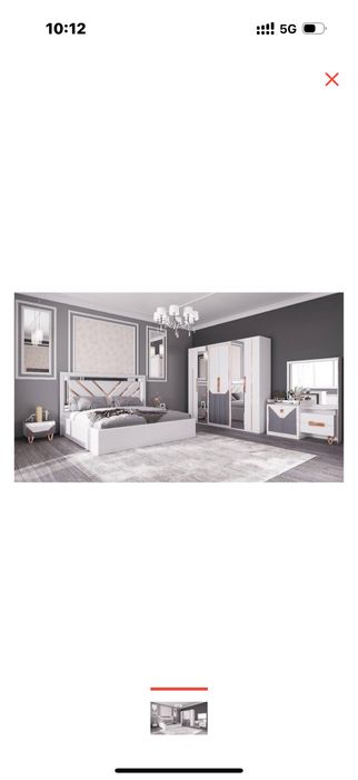 Спальный гарнитур, шкаф, кровать с матрасом, туалетка, тумбочки