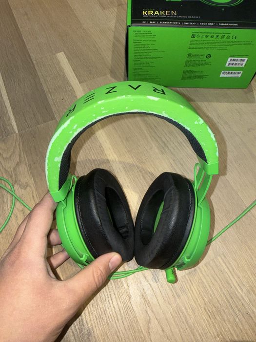 Razer Kraken геймърски слушалки - зелени, с кутия и микрофон