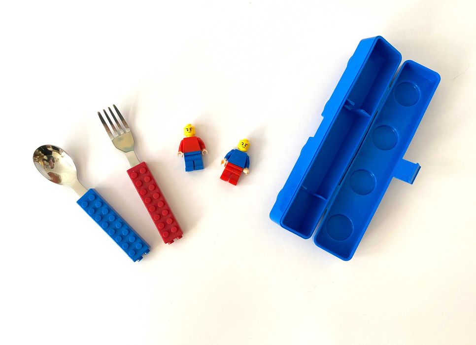 Нов Комплект детски прибори за храна * тип Лего * вилица и лъжица