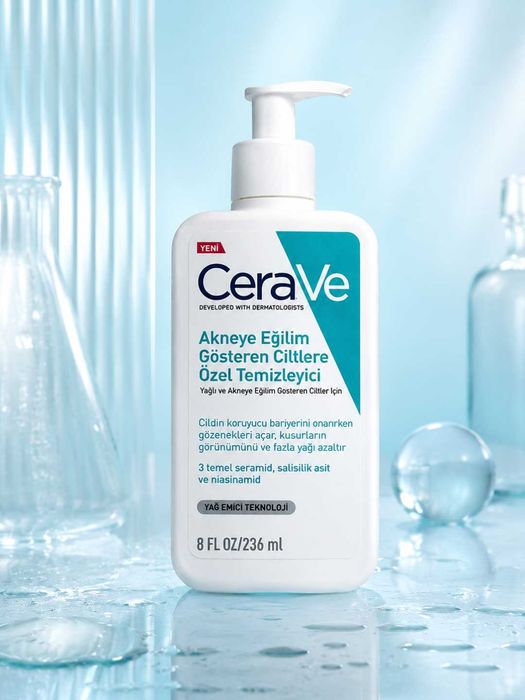 CeraVe Akne uchun yuz tozalovchi gel 236 ml  yog‘li  teri uchun
