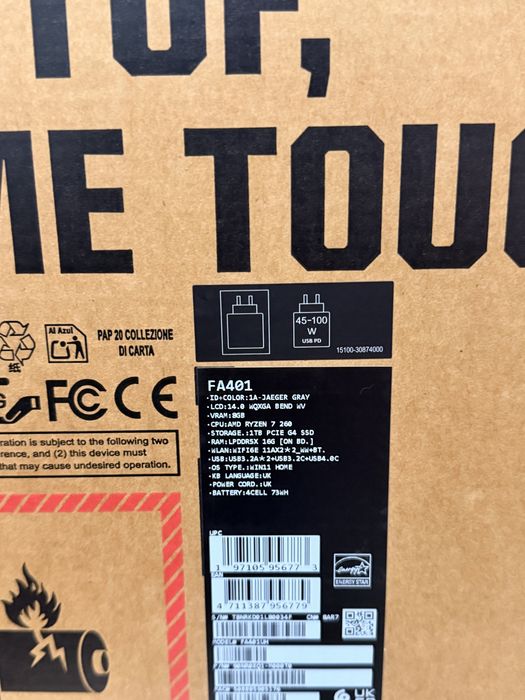 Laptop Gaming ASUS TUF A14 FA401UH, Procesor AMD Ryzen 7,