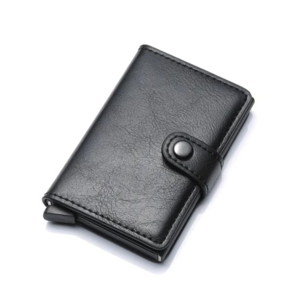 Portofel slim piele, port card cu protectie RFID