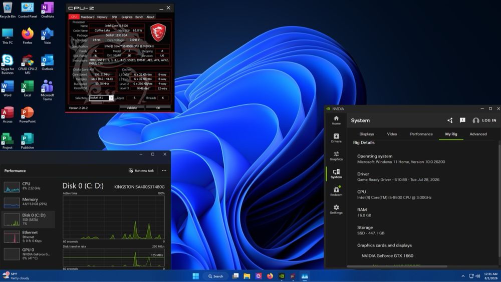 PC Gaming/Office Intel i5-8500 + GTX 1660 6GB | 16GB RAM DDR4 | SSD 480GB | Windows 11