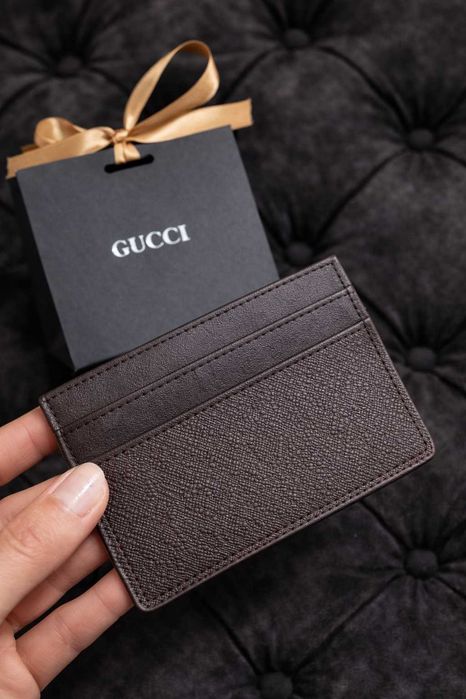 гучи кардхолдър портмоне ново кожено  пчела gucci унисекс кафяв кафяво