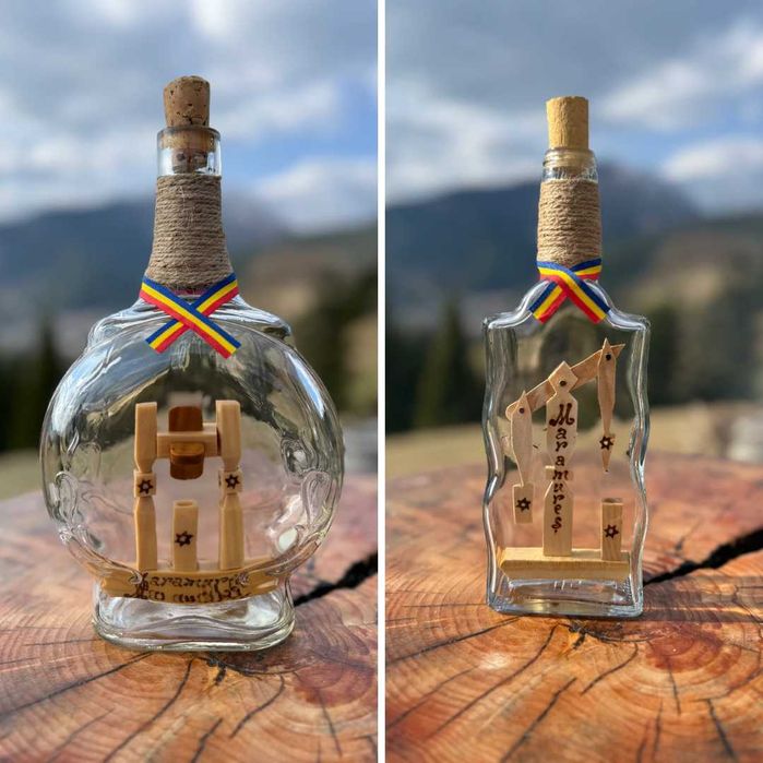 Sticle artizanale tuica/palinca personalizate cu nume – lemn de dud, cadou tradițional