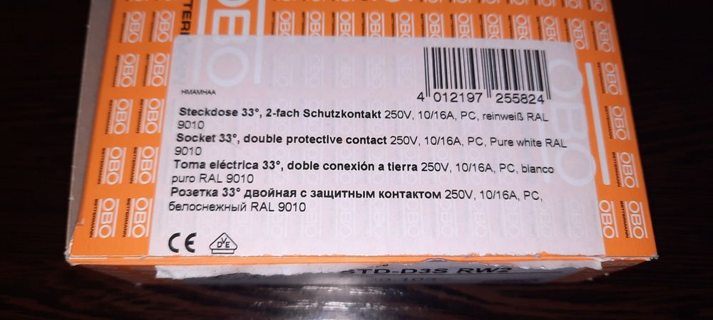 Priză OBO dubla contact de protecție 250V, 10/16A PC Alb