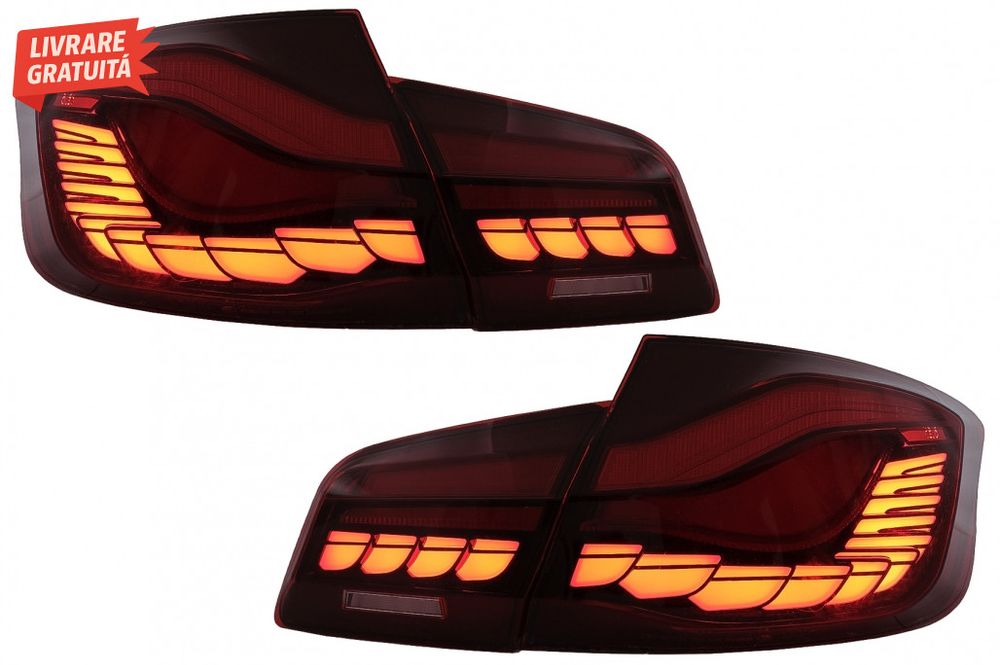 Stopuri OLED BMW Seria 5 F10 (2011-2017) Rosu Clar cu semnal dinamic