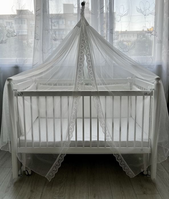 Дървено бебешко легло с люлка Azaria Mondo 60*120