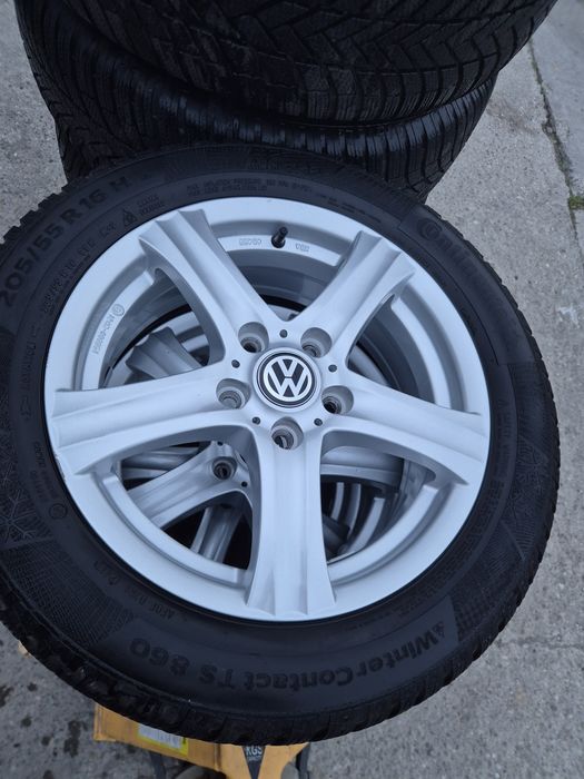 Jante R 16 5x112 cu 205 55 16 Continental m+s, Golf, Passat, Skoda, audim+s