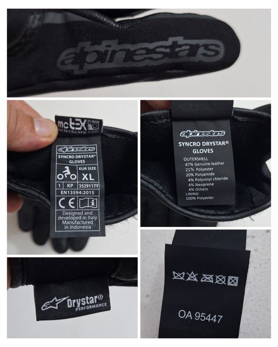 Manusi Alpinestars Syncro Drystar din piele naturală si carbon, cu protecții, negre, Marime XL pt. bărbați