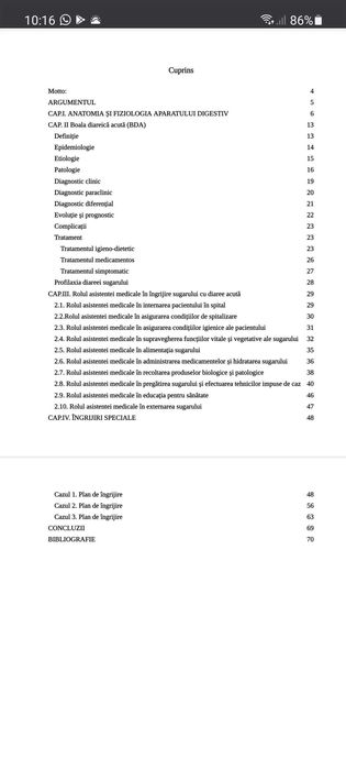 Proiect diplomă: Îngrijirea sugarului cu boală diareică acută