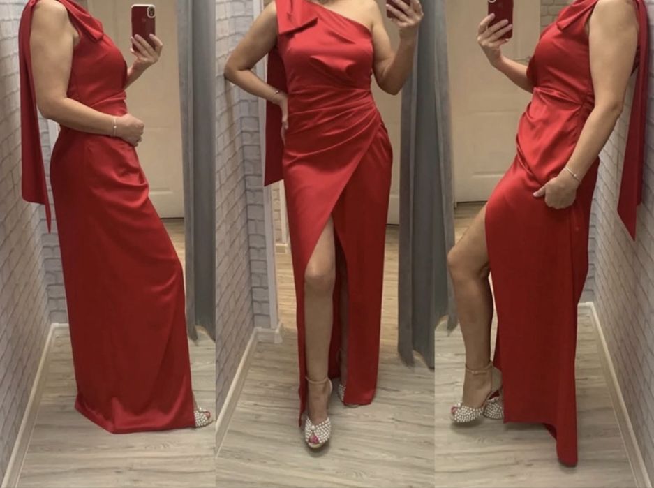 Rochie rosie potrivita de Craciun/Revelion