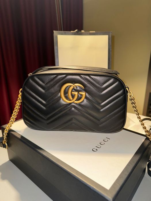 Geanta Gucci originala Black Leather GG Marmont Matelasse noua