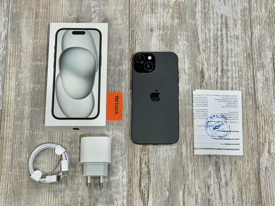 Iphone 15 128 GB - 100 % Battery Health Black Отличен