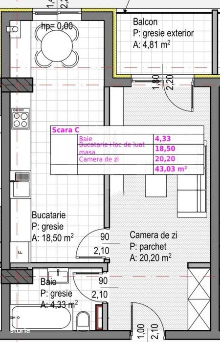 Apartament cu 1 camera + bucatarie inchisa, Soporului – aproape de I