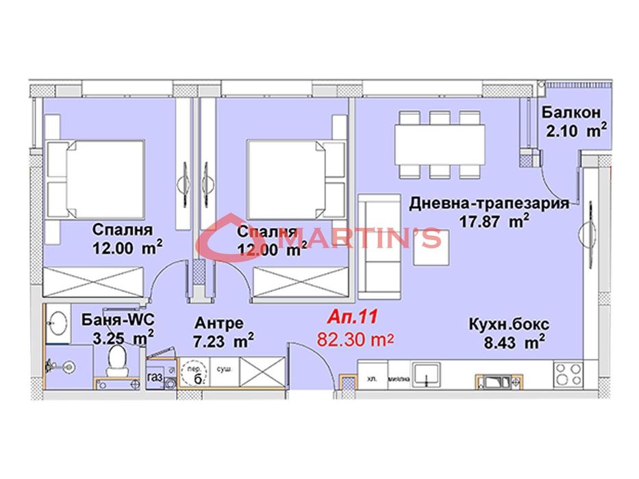 3-стаен в София-м-т Гърдова глава площ 82 цена 177768