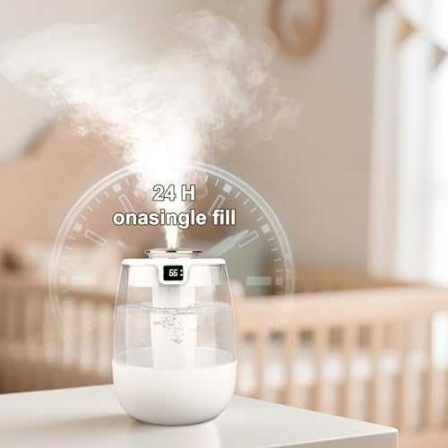Нов USB овлажнител за въздух спалня 1.8L студена мъгла с 2 дюзи и нощна лампа