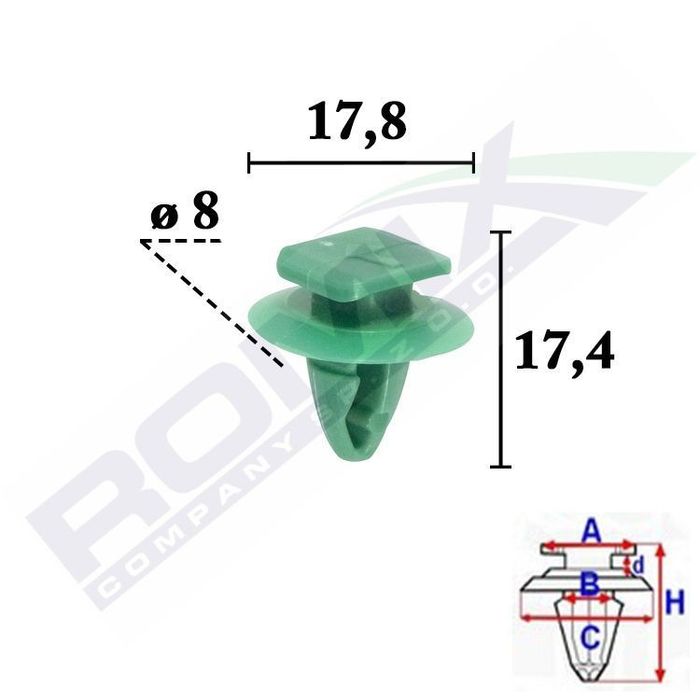 Clema, clips fixare Fiat 500l (330) 01.13-12.22, Punto (199) 02.12-, Punto Evo (199) 09.09-, Punto Grande (199) 09.05-02.12; Jeep Renegade (Bu) 09.14-; stalpi interiori, set 10 buc, 71748293