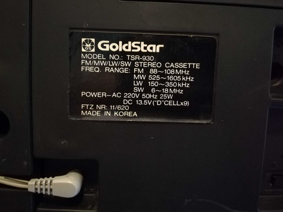 Boombox - Stereo Radio Cassette GOLDSTAR TSR-930 -Stare Perfecta/Korea