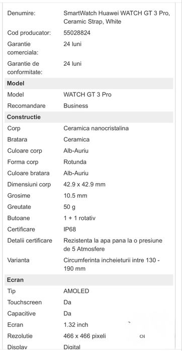 Smart Watch GT3 Pro 43mm ceramica