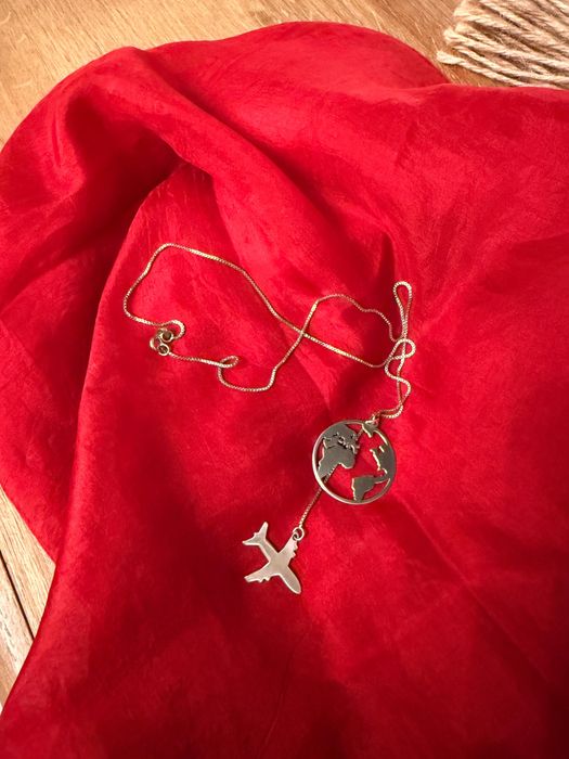 Colier argint avion - I Love Travel