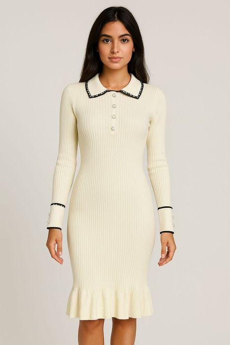 Rochie elegantă tip cardigan cu volănaș – Nouă