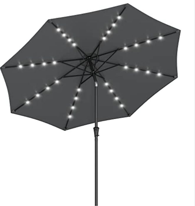 Чадър 300 см с LED соларно осветление SONGMICS