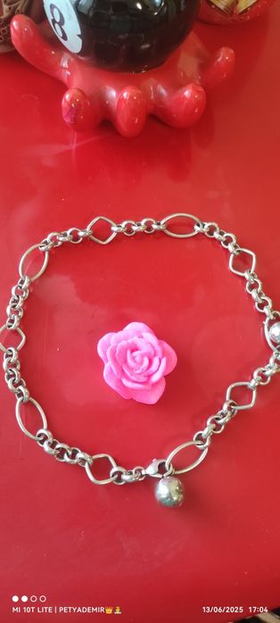 Сребърен ланец с висулка топче