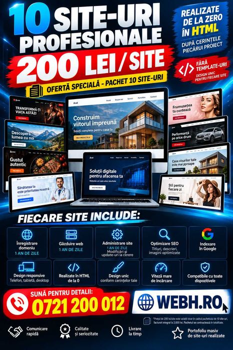 Firma web design - Creare site 200 Lei - Administrare site - Promovare site