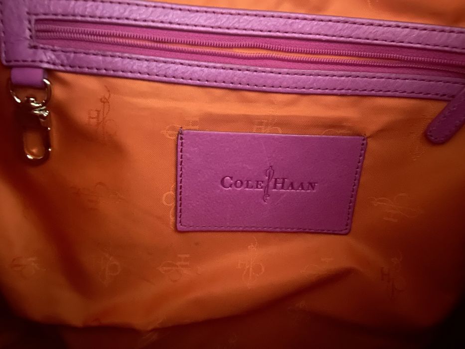 Цикламена/цвят фукция кожена чанта Cole Haan
