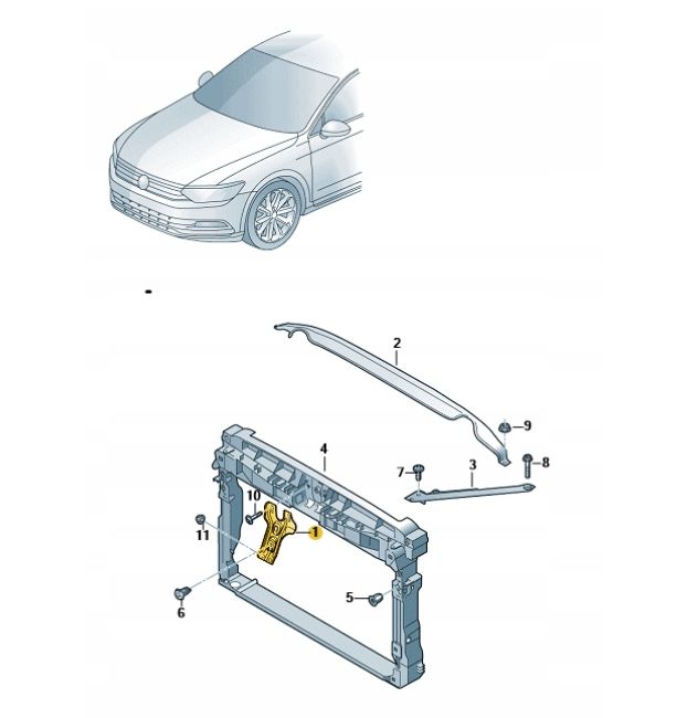 Suport fixare capota VW Passat (B8), 08.2014-2024, montare fata, center, OE