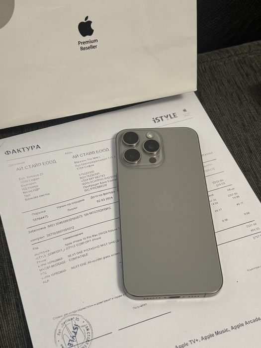 КАТО НОВ 256GB iPhone 15 Pro Max iStyle Гаранция 2026 Natural