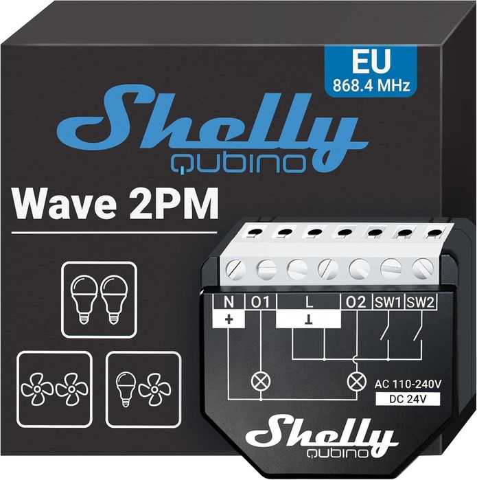 Shelly Wave 2PM Z-Wave смарт реле 2 канала с енергометър