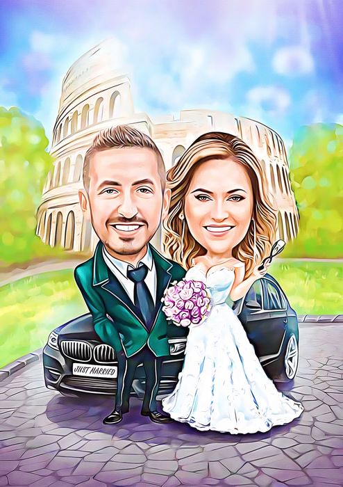 Карикатура от Ваша снимка + рамка ТОП ЦЕНА