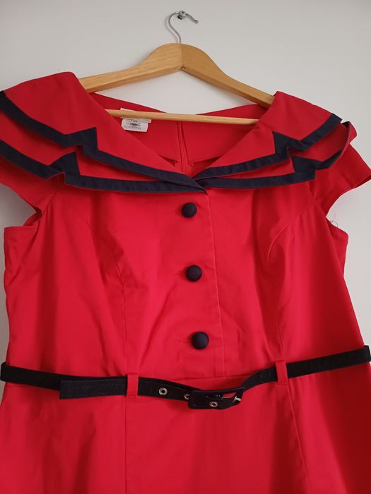 Rochie elegantă roșie Ma Dame, mărimea 44 (bumbac elastic)