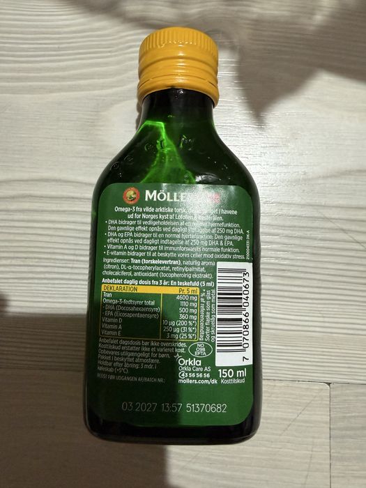 Mollers Omega3 ulei din ficat de cod cu aroma de lamaie ulei de peste