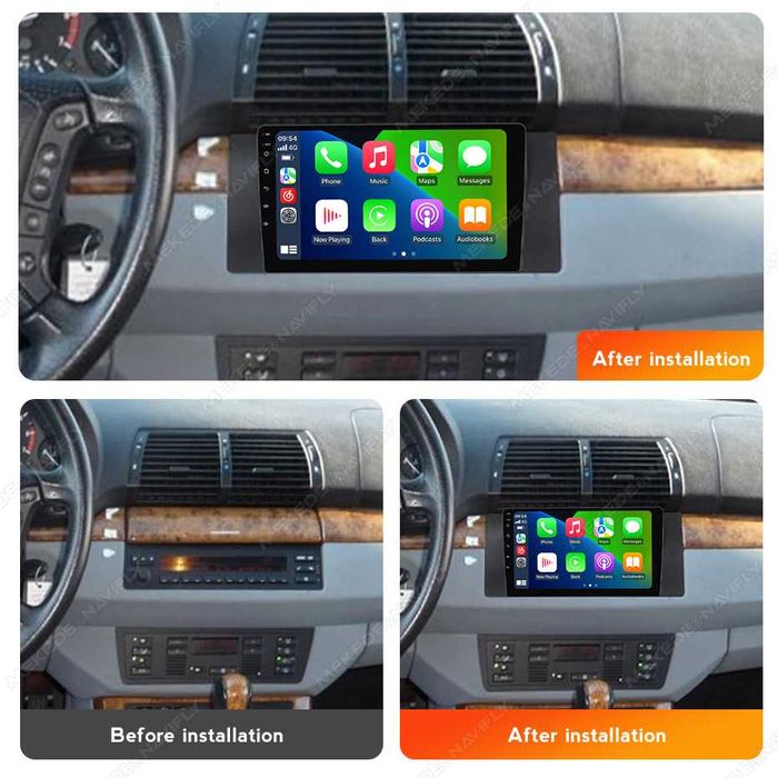 Navigatie Android 14 Bmw Seria 5 X5 E39 E53 1/8 Gb Waze CarPlay CAMERA