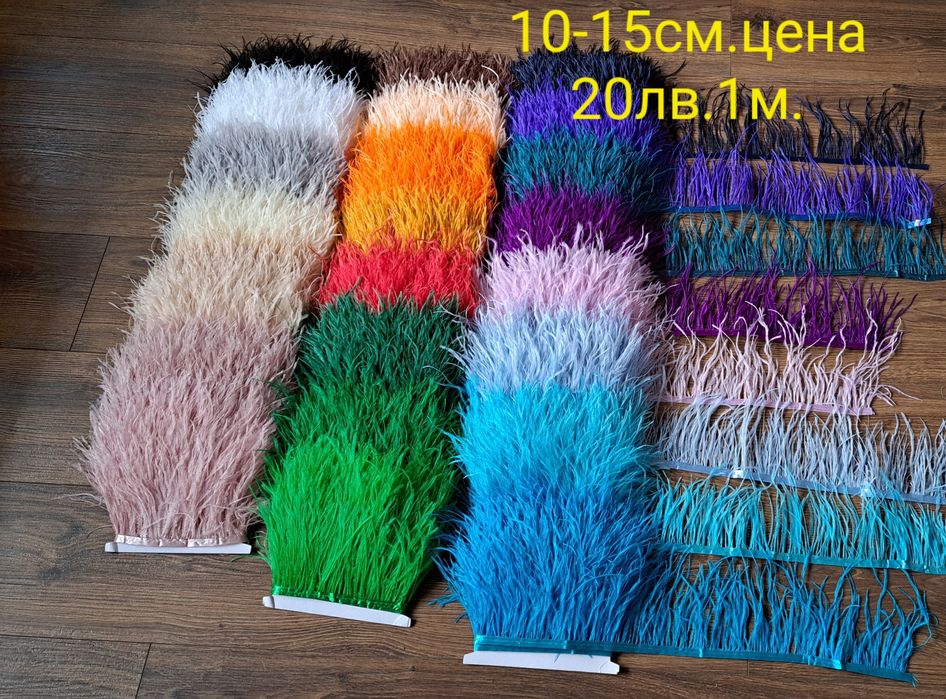 Щраусови пера на лента 10-15см.
