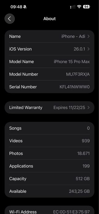 Apple iPhone 15 Pro Max, IMPECABIL, Neverlocked, 512GB, Blue Titanium