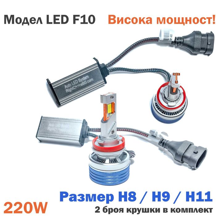 +400% Висока мощност 220W LED Крушки F10 лед диодни H1 H3 H4 H7 Canbus