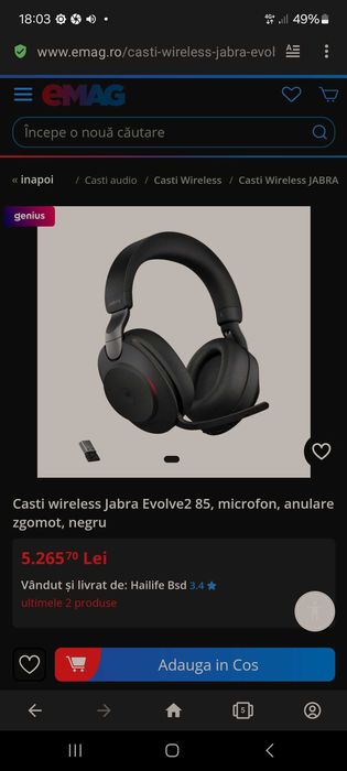 ‼️Jabra Evolve 2 MS 85 top casti NOI la cutie