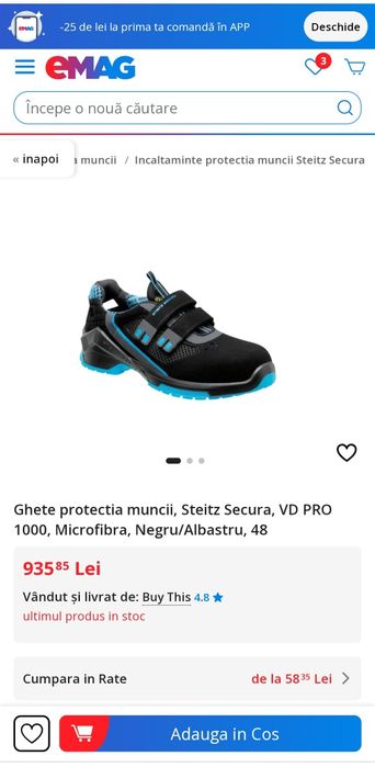 Sandale de protecție STEITZ SECURA VD PRO 1000 ESD S1 negre Nr. 44 EU