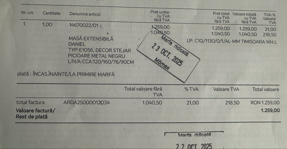 Vand masa extensibila aproape noua 120-140 momax