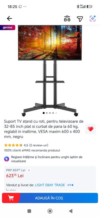 Suport TV stand cu roti