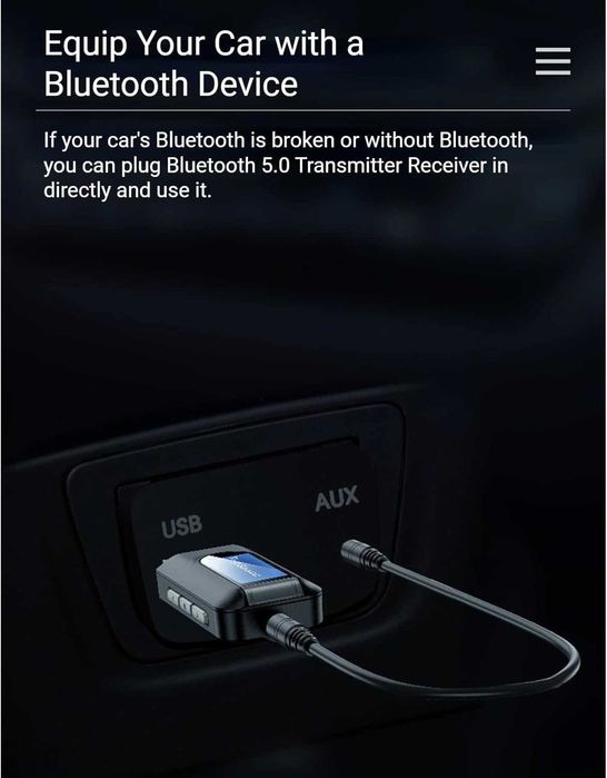 Bluetooth 5.0, 2 в 1 USB преносим аудио адаптер с LCD дисплей