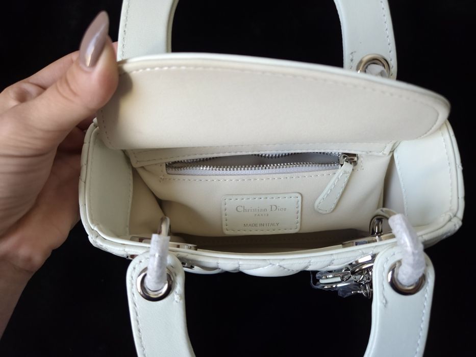 Lady Dior Mini White Silver Hardware