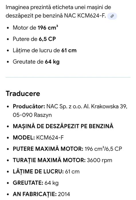 Nac freză zăpadă pe benzină